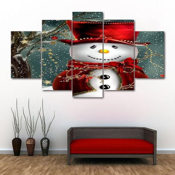 Peinture sur Plusieurs Toiles Non Encadrée Imprimé Bonhomme de Neige de Noël avec Chapeau - multicolore 30*40CM*2PCS/30*60CM*2PCS/30*80CM*1PCS