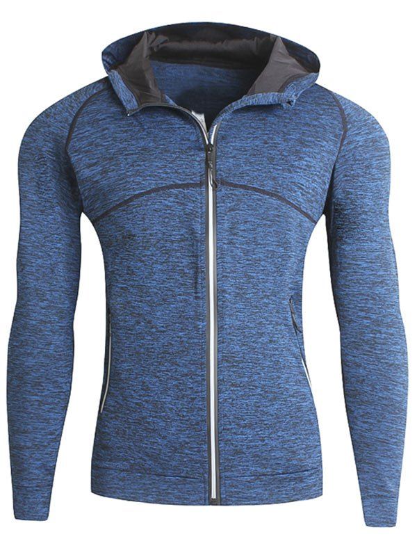 

Stretch Zip Up Heathered Fleece Running Hoodie, Blue