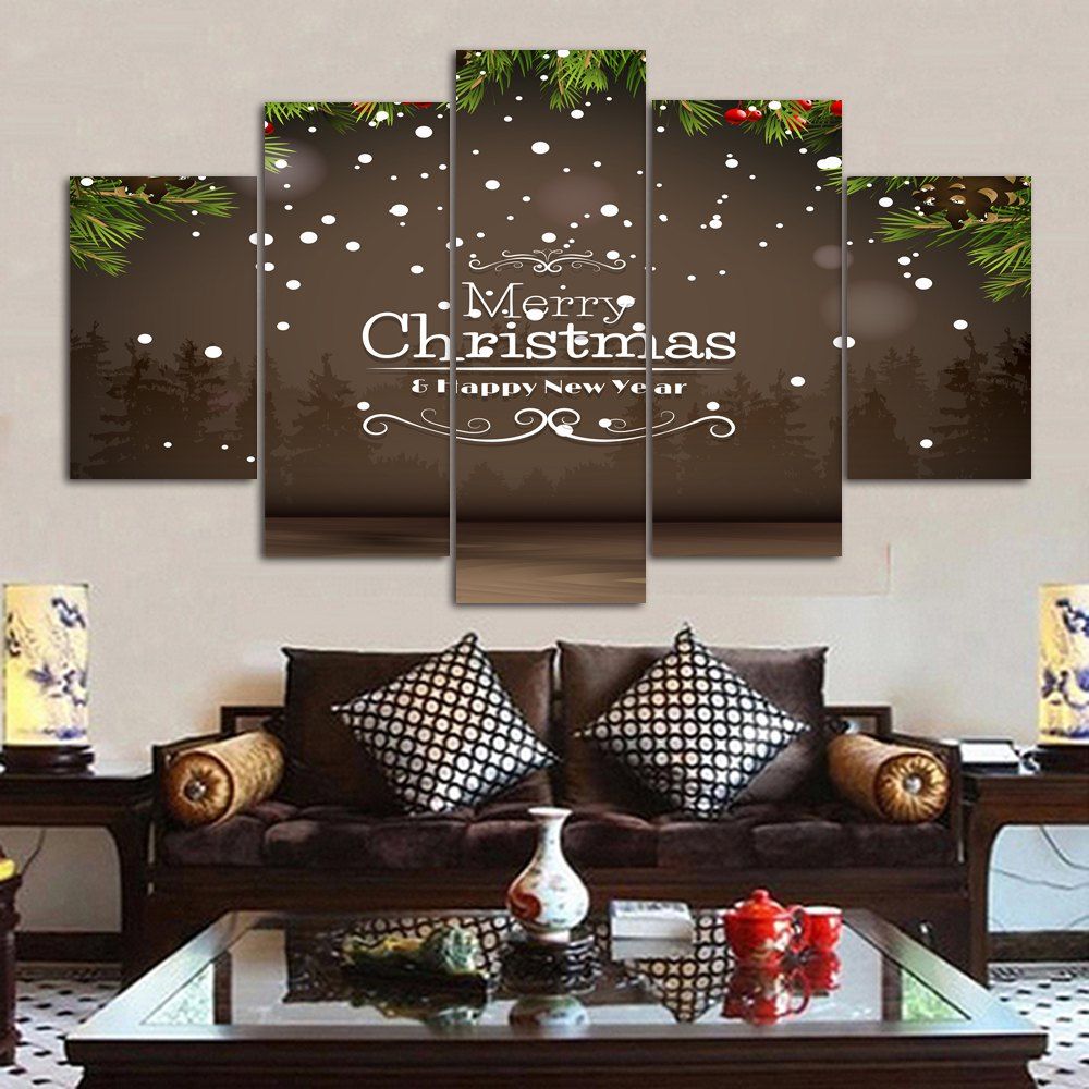 2018 Merry Christmas Print Unframed Canvas Paintings BROWN CM PCS/ CM
