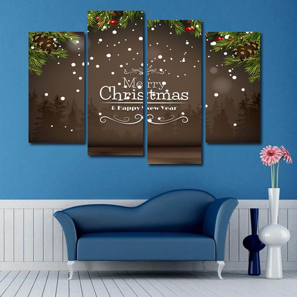 Peinture Sur Toile Sans Encadrement Imprimé Merry Christmas - Brun 30*60CM*2PCS/30*80CM*2PCS