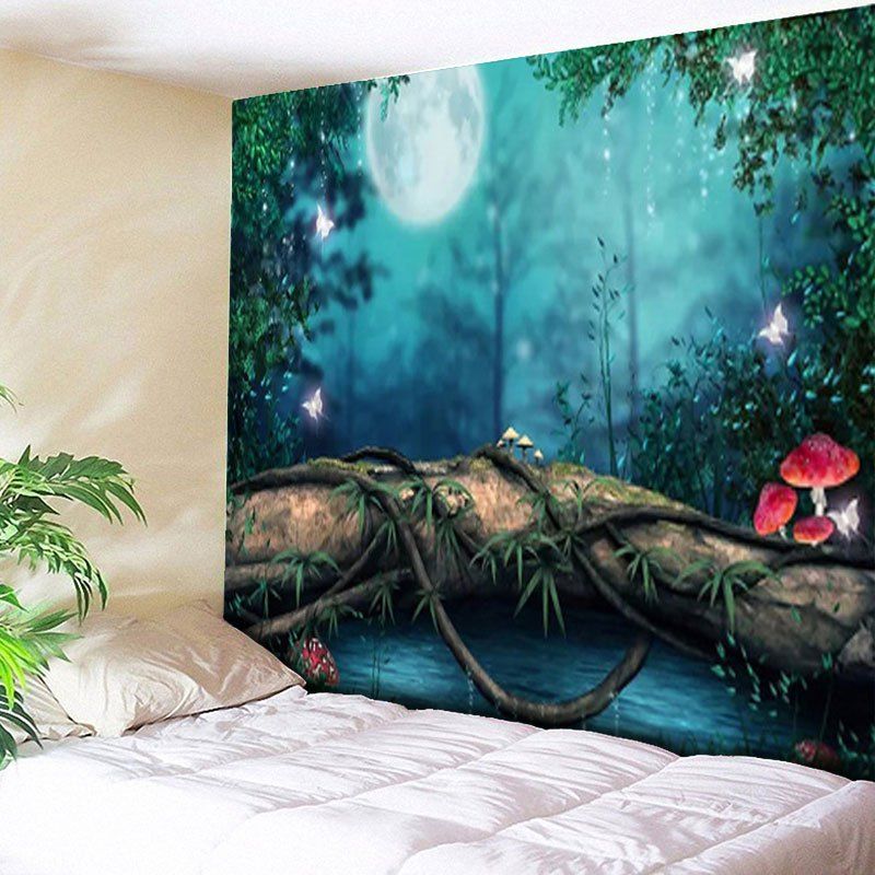 

Forest Wonderland Print Wall Hanging Tapestry, Azure blue
