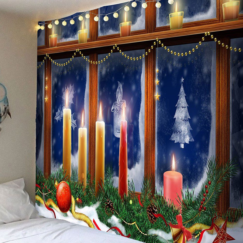 

Decorative Window Christmas Candles Patterned Tapestry, Colorful