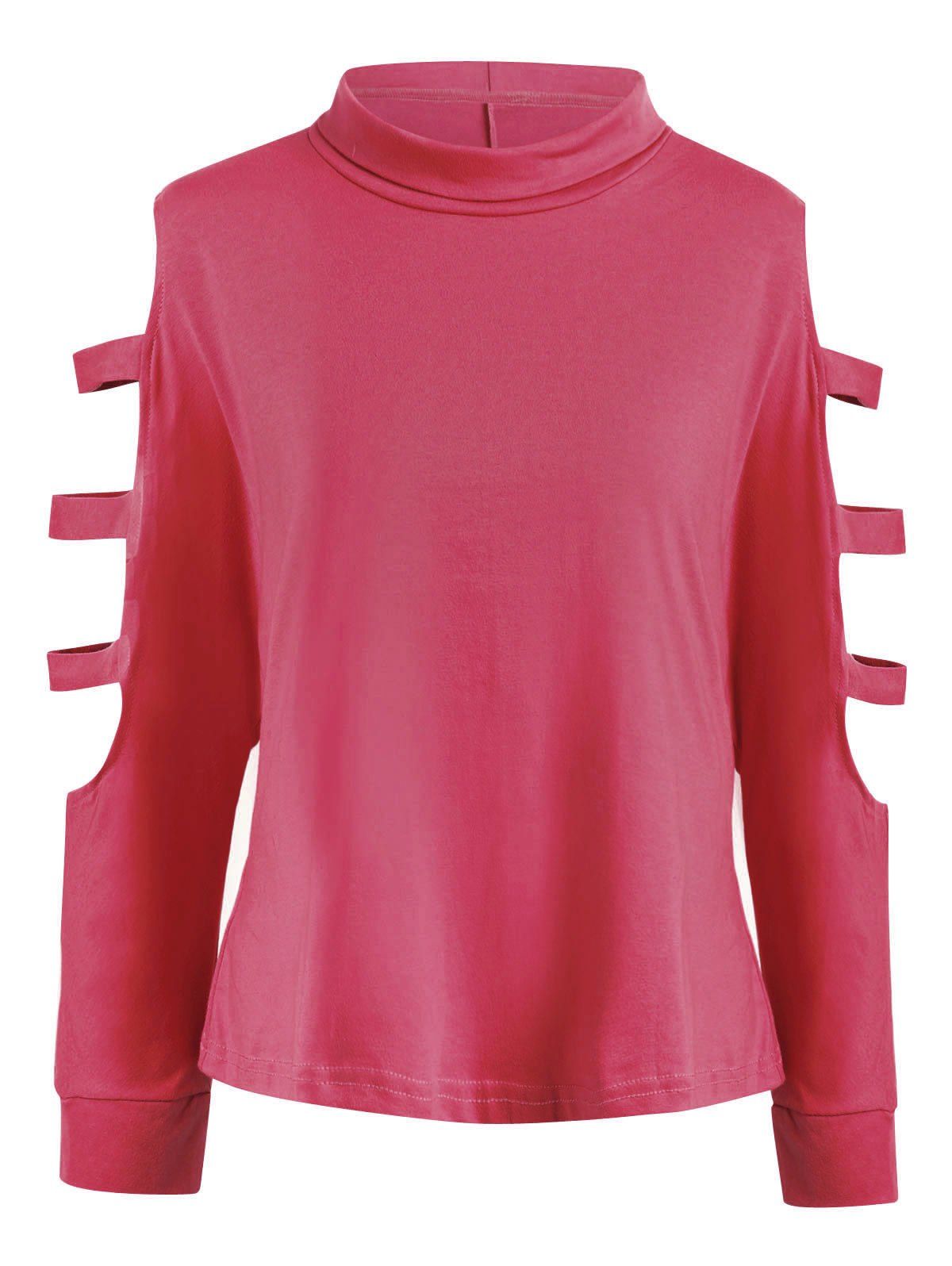 

Plus Size Cutout Shoulder Long Sleeve T-shirt, Watermelon red
