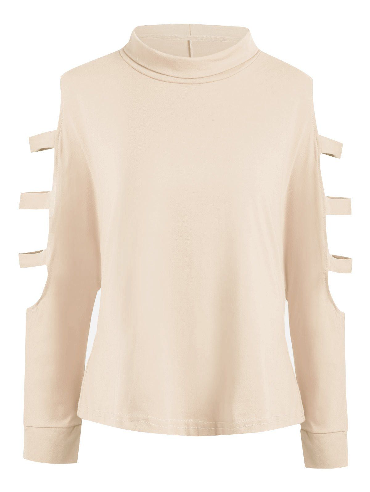 

Plus Size Cutout Shoulder Long Sleeve T-shirt, Apricot