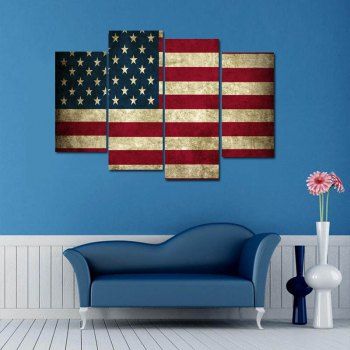 Patriotism US Flag Print Unframed Canvas Paintings, COLORMIX, CM PCS ...