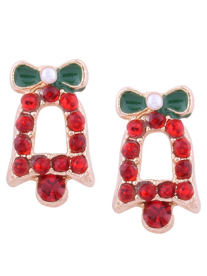 

Rhinestone Christmas Bell Tiny Stud Earrings, Red