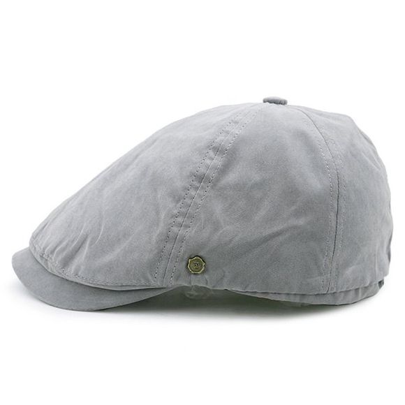 Petite Étiquette En Alliage Embellished Plain Cabbie Hat - Gris 
