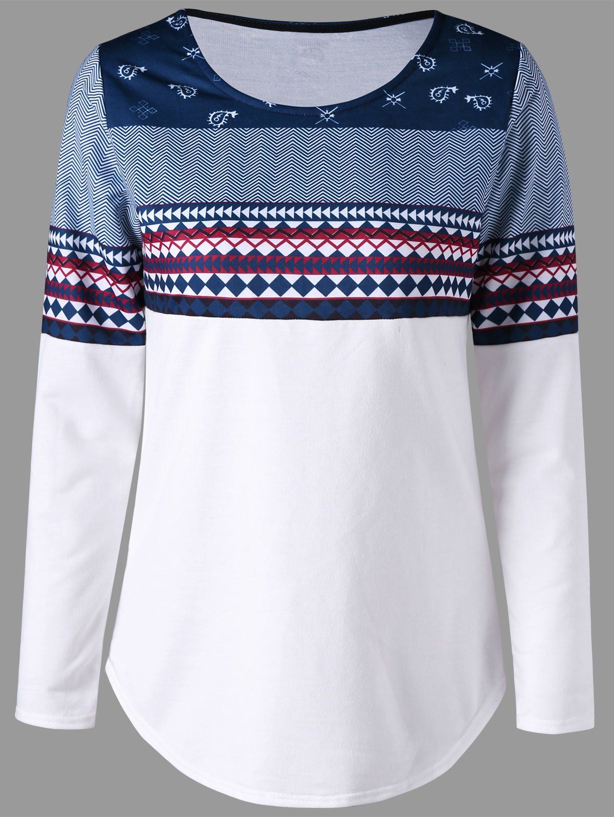 

Long Sleeve Geometry Tunic Tee, White