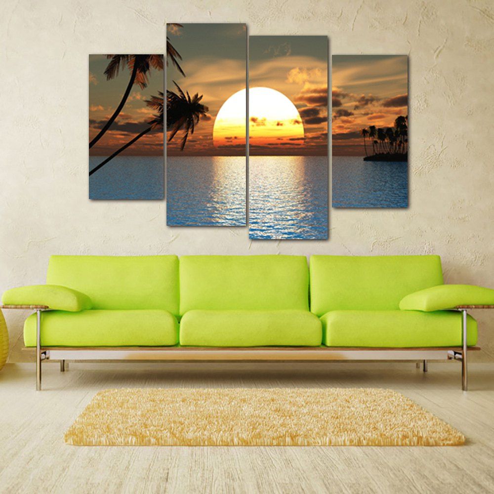 

Ocean Sunset Print Unframed Canvas Paintings, Brown