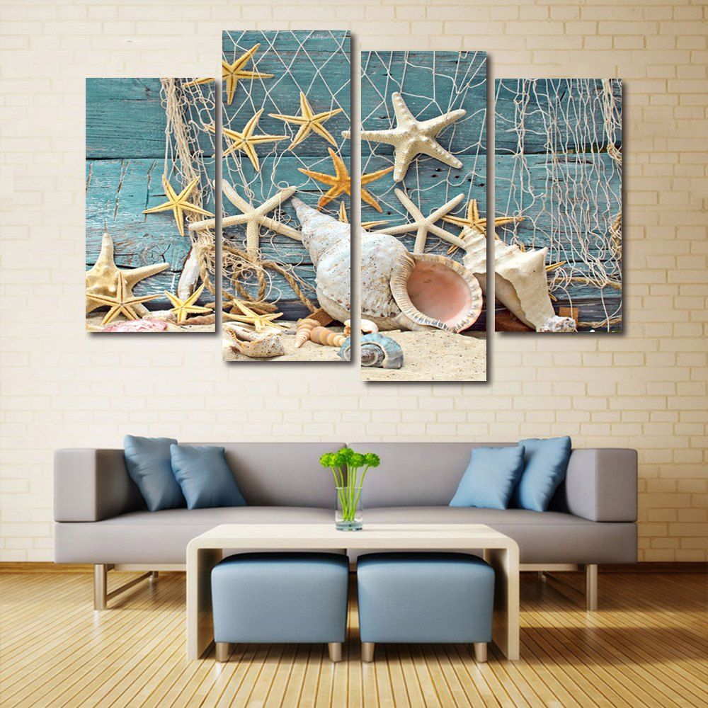 

Beach Fishnet Starfish Print Unframed Canvas Paintings, Colormix