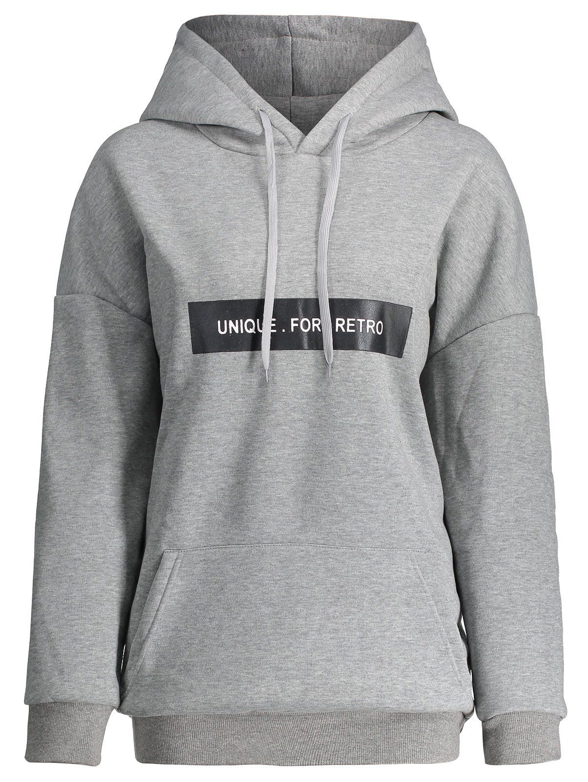 

Plus Size Unique For Retro Pocket Hoodie, Gray