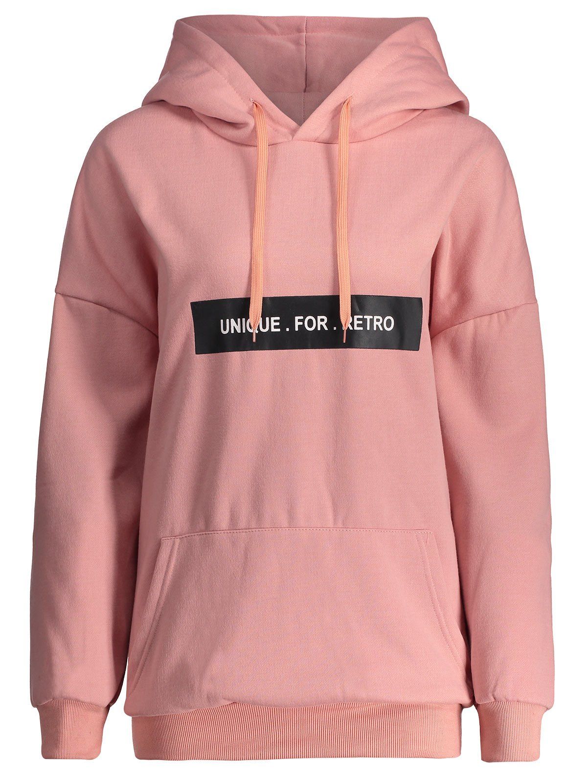 

Plus Size Unique For Retro Pocket Hoodie, Pink
