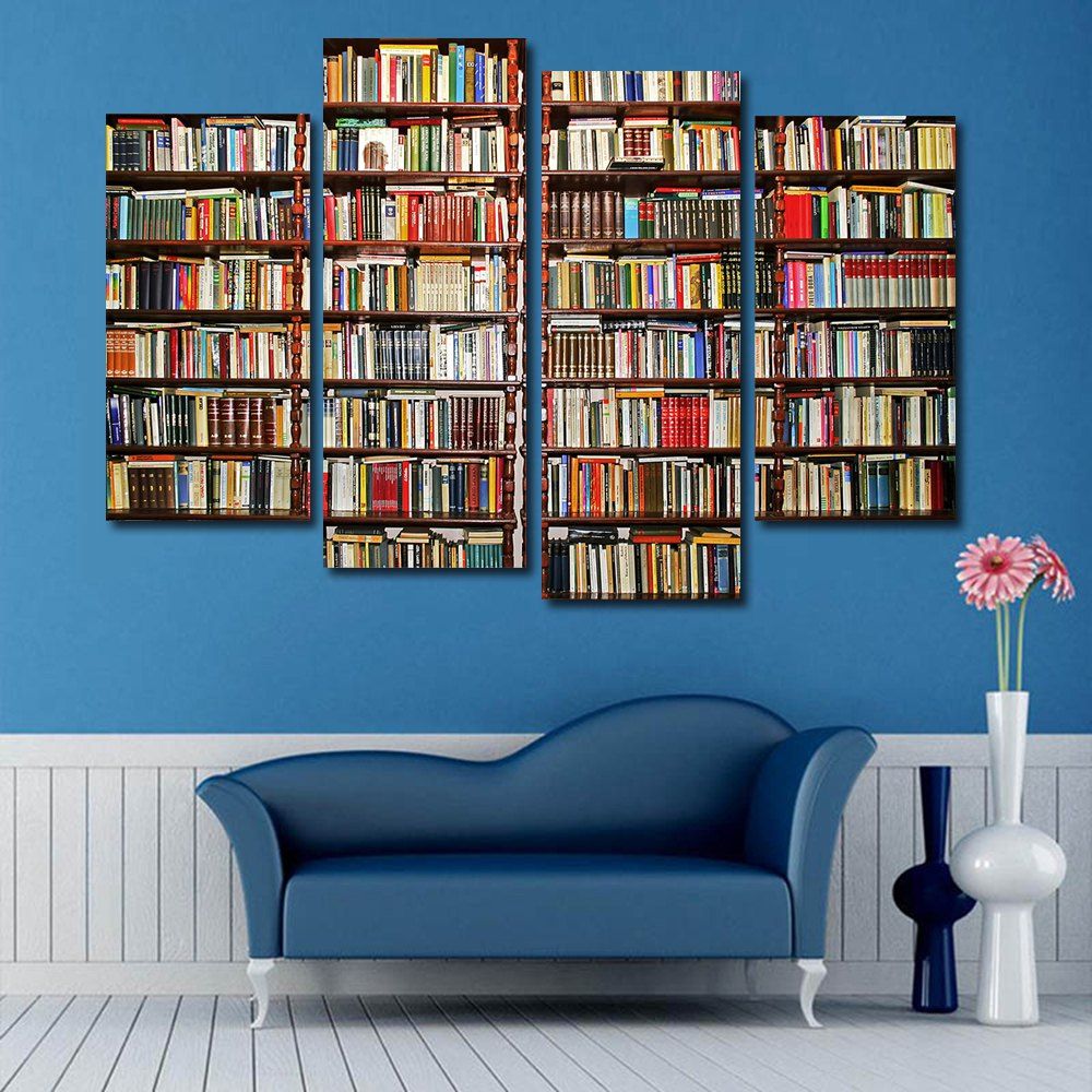 

Bookshelf Print Wall Art Canvas Paintings, Colormix