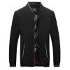 Stand Collar Zip Up Rib Panel Jacket - Noir L