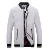 Stand Collar Zip Up Rib Panel Jacket - Blanc L