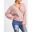Deep V Neck Back Cut Out Sweater - PINK M