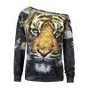 Sweat-shirt Imprimé Tigre 3D Encolure Cloutée - Noir S