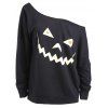 Sweatshirt Grande Taille Halloween Encolure Cloutée - Noir 3XL