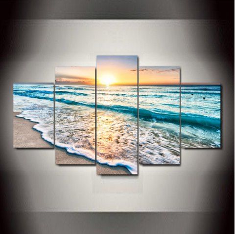 [41% OFF] 2019 Wall Art Sunset Beach Print Split Canvas Paintings In ...