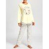 T-shirt en coton d'allaitement avec pantalons floraux PJ - Jaune clair M