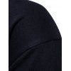 Side Slit Fleece Drop Shoulder Pullover Hoodie - BLACK M