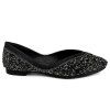 Glitter Slip On Satin Flat Shoes - Noir 40