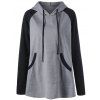 Plus Size Hooded Front Pocket Raglan Sleeve T-shirt - GRAY 5XL