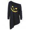 Sweat-shirt Grande Taille Halloween Graphique Asymétrique - Noir 2XL