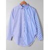 Patch Pocket Striped Asymmetrical Shirt - BLUE STRIPE XL