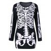 Robe à manches longues à manches longues Squelette Halloween - Noir 2XL