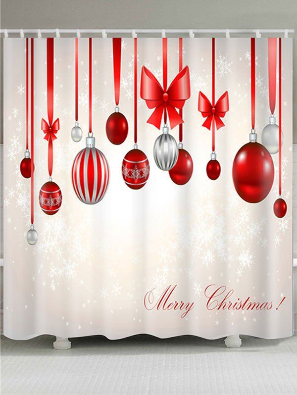 

Christmas Colorful Balloons Bowknot Shower Bath Curtain