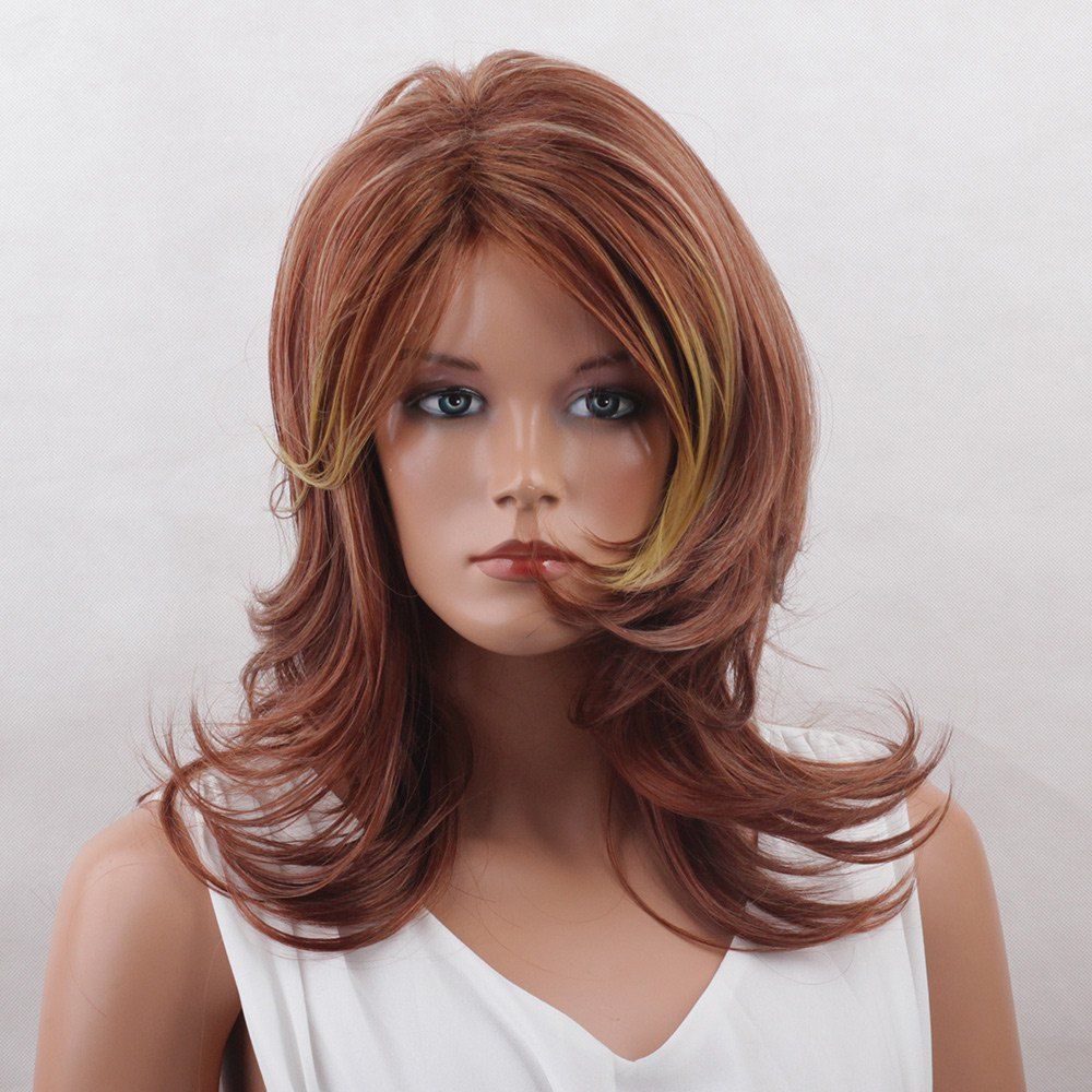 

Long Colormix Side Bang Layered Tail Upwards Natural Straight Synthetic Wig