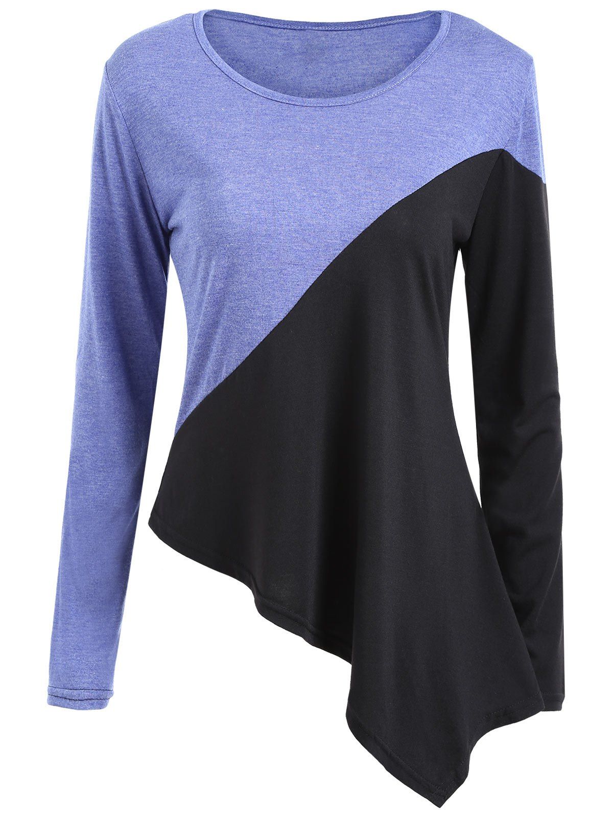 

Two Tone Asymmetrical Tunic T-shirt, Colormix