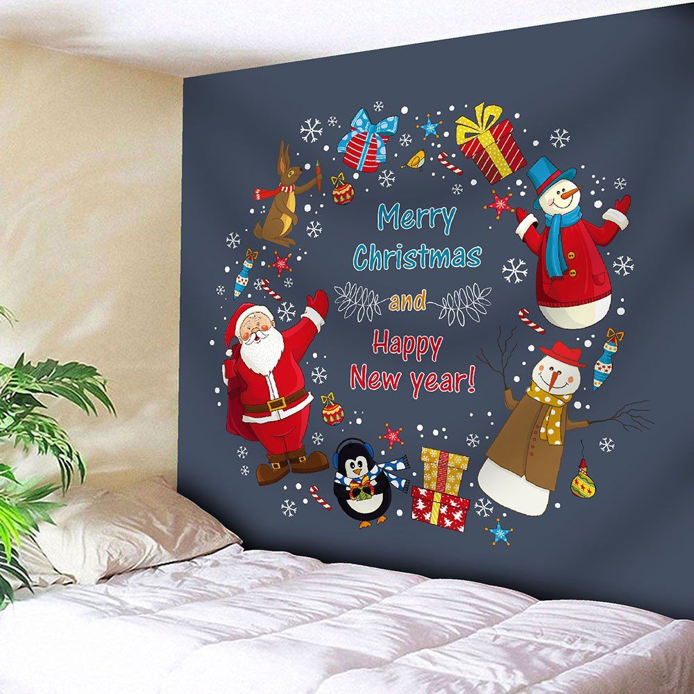 

Santa Claus Wall Hanging Christmas Tapestry, Blue gray