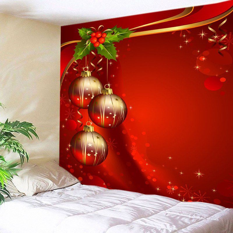 

Christmas Baubles Print Tapestry Wall Hanging, Red