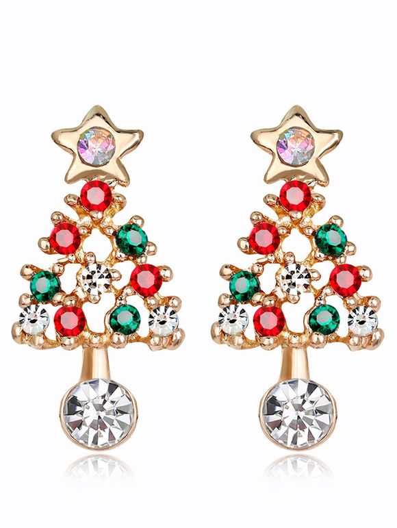 Boucles D'oreilles en Strass Acrylique Ajouré Sapin de Noël - multicolore 