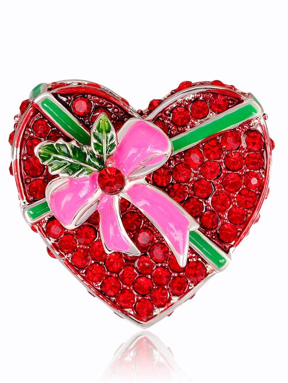 Broche de Faux Rubis Boîte Cadeau en Forme de Coeur - Rouge 