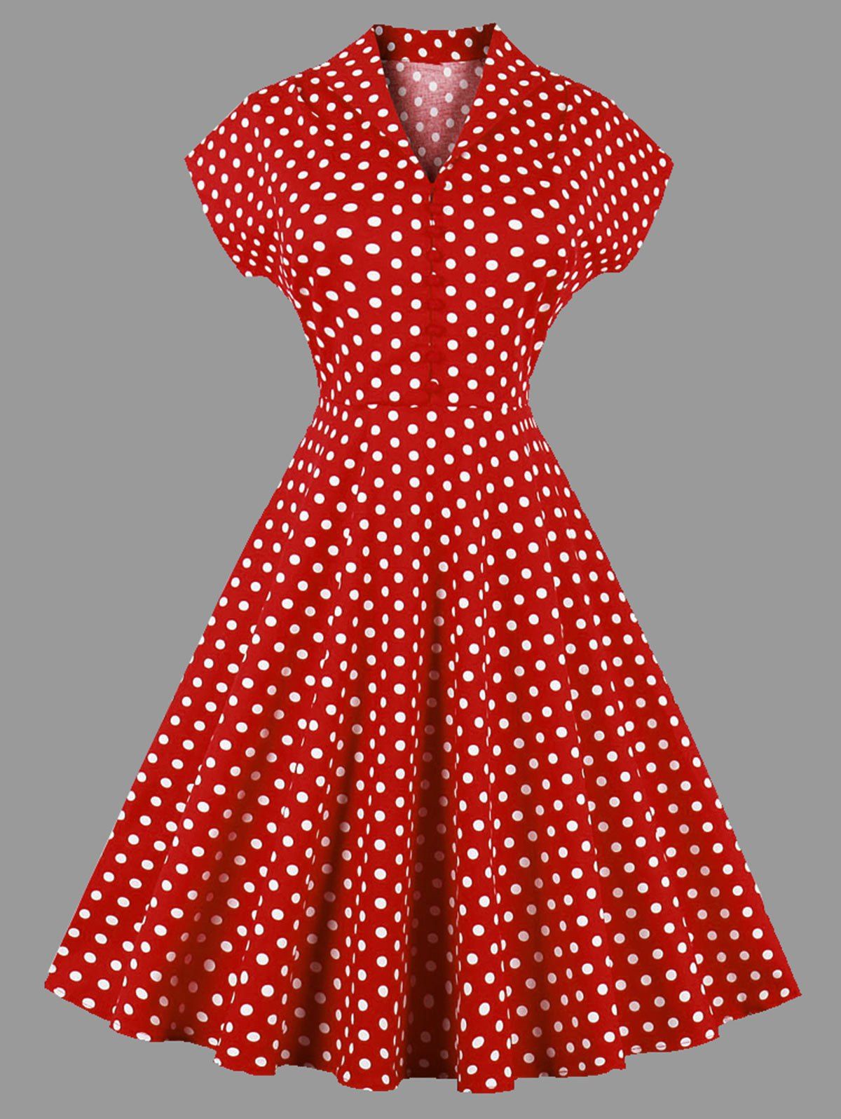 

Plus Size Polka Dot Batwing Sleeve Dress, Red