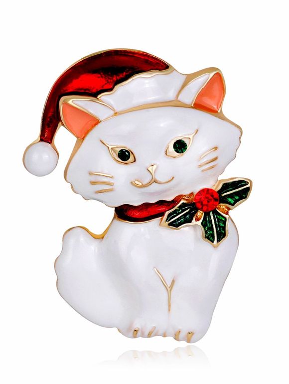 Chapeau de Noël en strass Broche en chaton - Blanc 