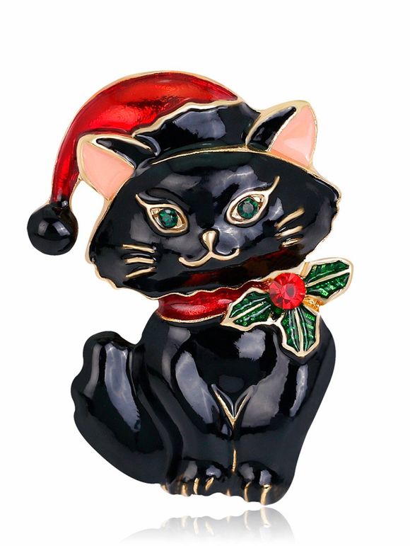 Chapeau de Noël en strass Broche en chaton - Noir 