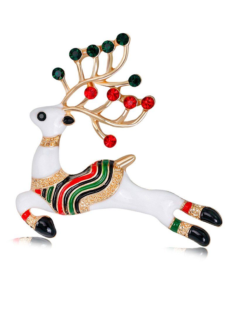 

Rhinestone Christmas Elk Brooch, White