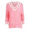 Plus Size Chunky Knit High Low Tennis Sweater - PINK 3XL