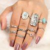 10 Pièces Bagues Motif Flèches et Boucliers Style Bohémien - Argent 