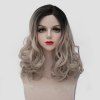 Fluffy Moyen Vague Charme Noir Ombre Ash Blonde perruque synthétique universelle pour les femmes - multicolore 