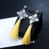 Vintage Faux Crystal Tassel Floral Earrings - Jaune 