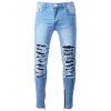Skinny Zip Hem Jeans with Extreme Rips - LIGHT BLUE 32