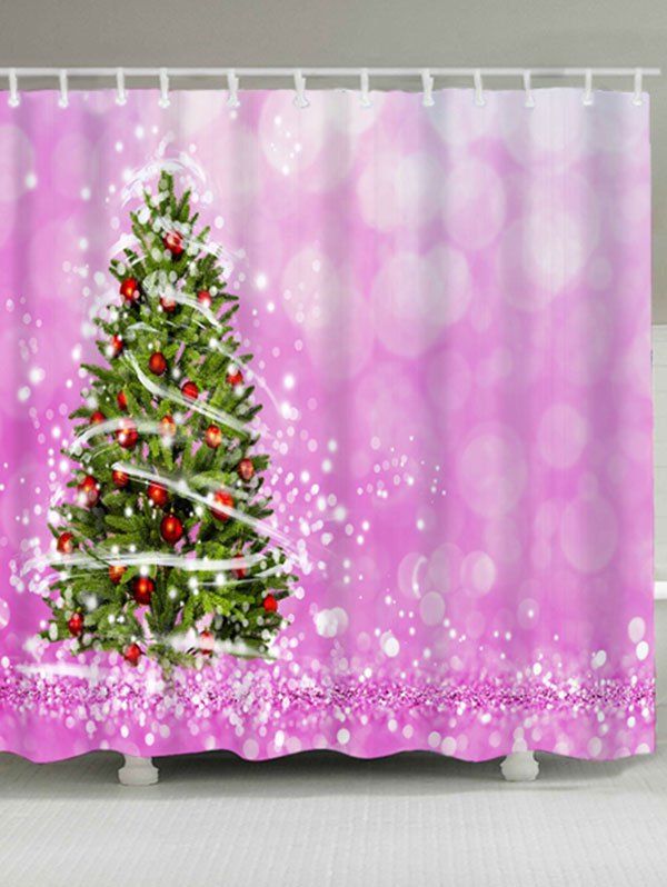 

Christmas Tree Waterproof Fabric Shower Curtain, Pink