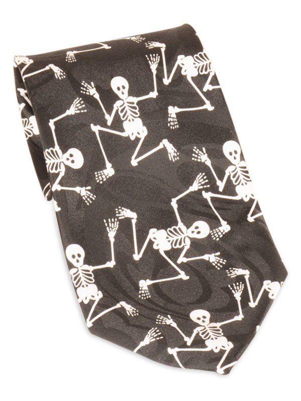 

Halloween Skeleton Printed 10CM Width Neck Tie, White and black