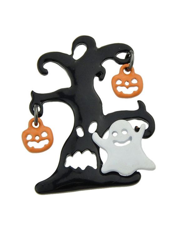 Broche en Forme d'Arbre avec Démon Fantôme et Citrouille d'Halloween - multicolore 