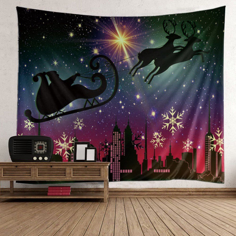 

Starry Night Christmas Reindeer Cart Pattern Tapestry, Colorful